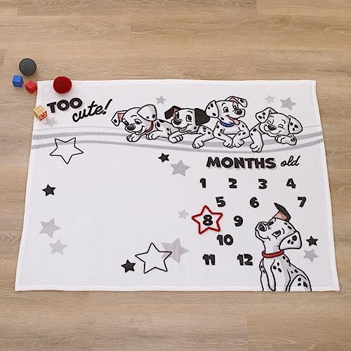 Image of Disney 101 Dalmatians White and Black Too Cute Super Soft Photo Op Milestone Baby Blanket
