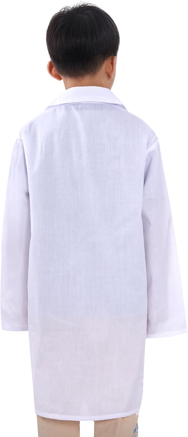 Doctor Scientist Lab Coat for Kids Children Doctor Costume Dress Up Coat for Boys Girls Halloween Costume Role Play - Image 5