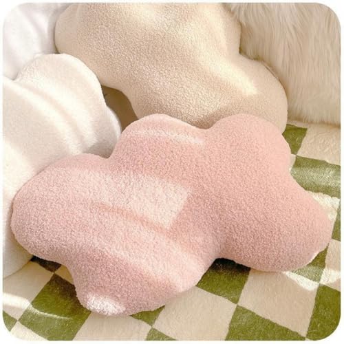 Ueiwffzo Wolken Kuschelkissen Kinder Weiche Flauschige Wolken Zierkissen Sofakissen, Plüsch Kissen Dekokissen für Kinderzimmer Schlafzimmer Deko (Beige)