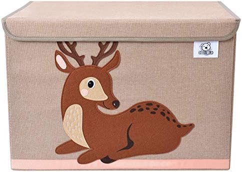 CLCROBD Foldable Kids Large Toy Chest with Flip-Top Lid, Collapsible Fabric Animal Toy Storage Organizer/Bin/Box/Basket/Trunk for Toddler, Children and Baby Nursery (Triceratops)