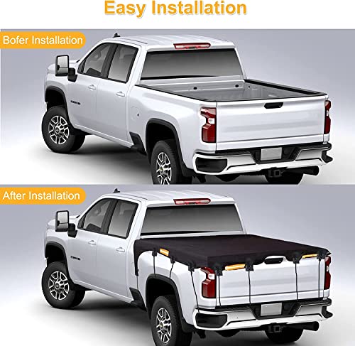Bordan 1680D Oxford Truck Bed Tarp Cover (6.5'Box) Fits For F150 Gmc Silverado/Sierra Ram/Toyota Tundra Waterproof Oxford Pickup Truck Bed Cover With 14 Pcs Bungee Cords #TOP5
