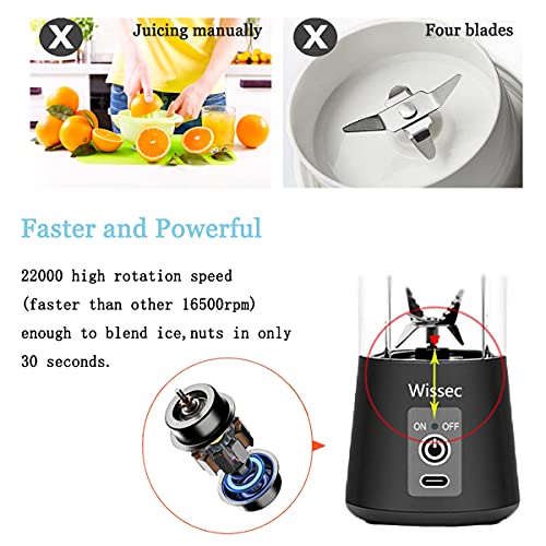 Wissec Frullatore Portatile, 380 ml Mini