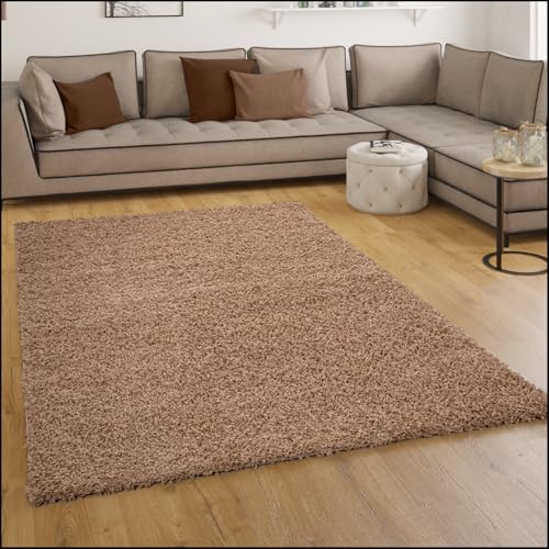 Paco Home Tapis Shaggy Longues Mèches en Beige, Dimension:70x250 cm
