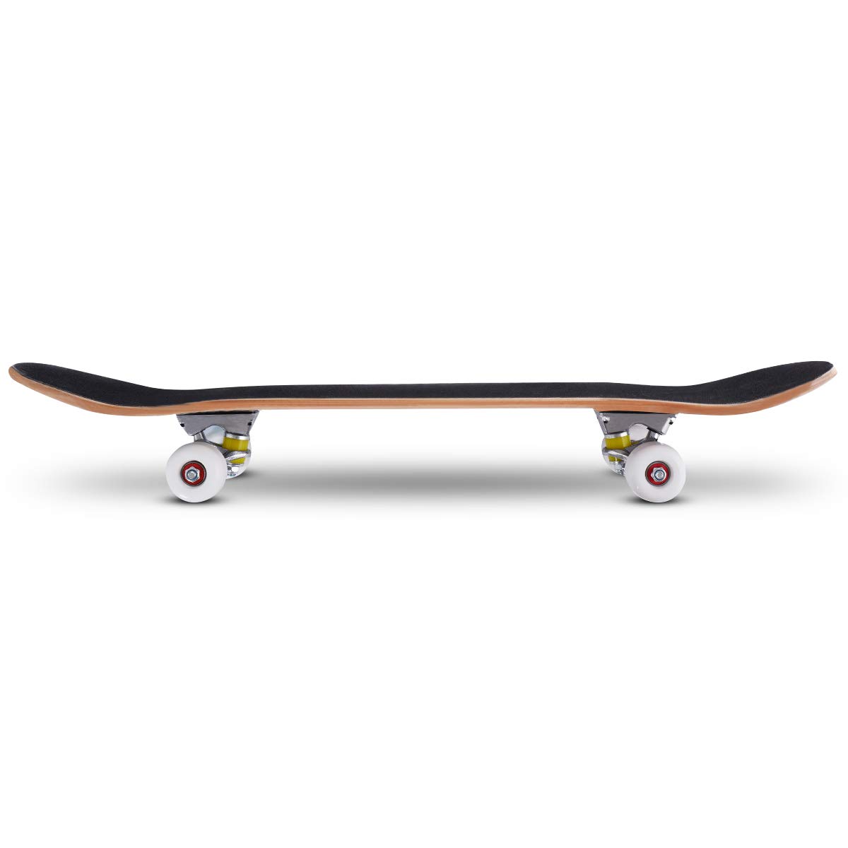 GYMAX Skateboard Legno Principianti, Tavola in 7 Strati Acero, Staffa Lega Alluminio, PU Ruote, Double Kick Standard 79x20 cm, Superficie Antiscivolo, Longboard per Bambini/Adolescenti/Adulti, Nero