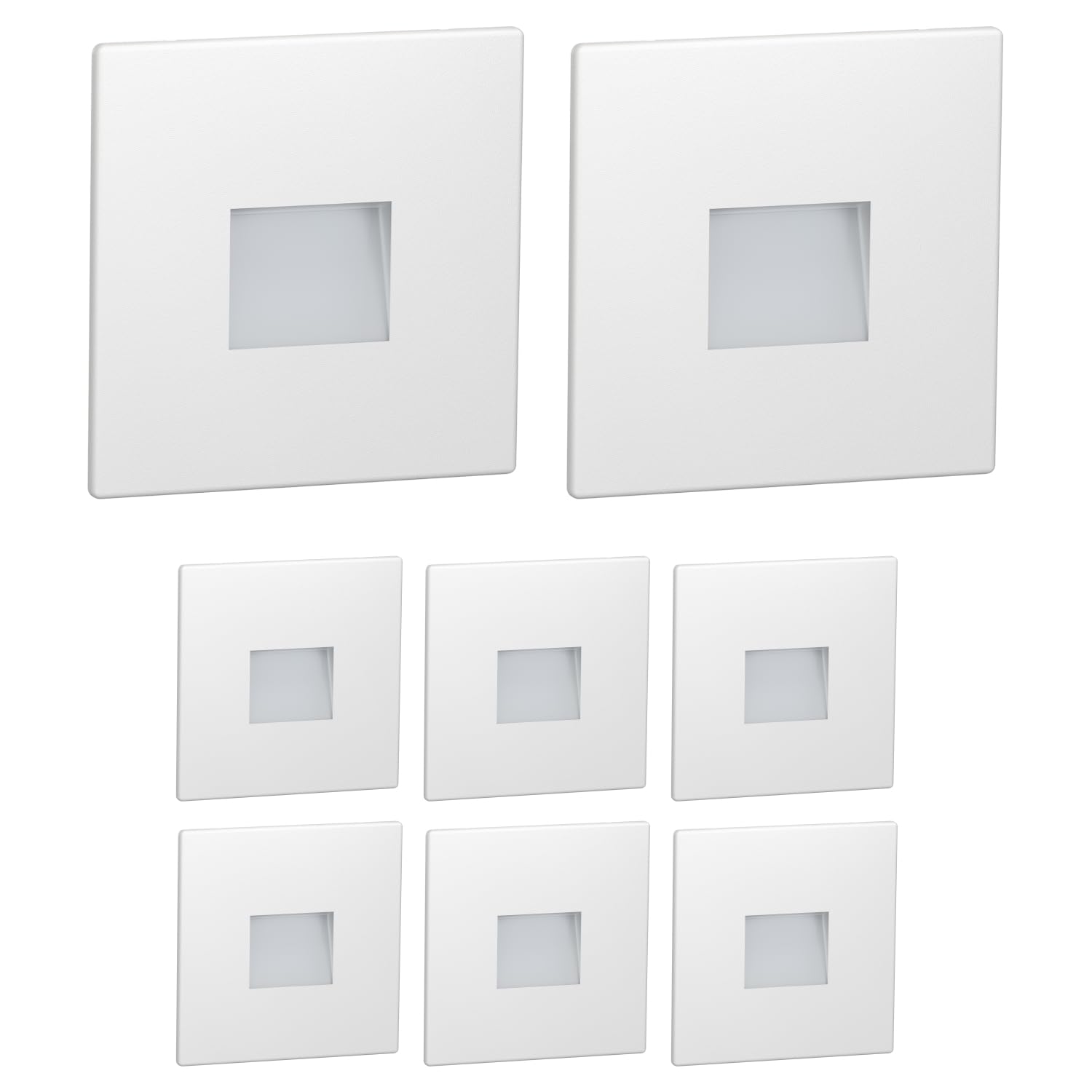 ledscom.de Luminaire d'escalier/encastré mural à 8 LED FOW pour l'intérieur et l'extérieur, downlight, carré, 85 x 85 mm, blanc chaud