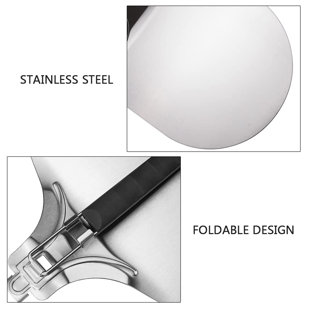12 "Edelstahlspatel, Pizza -Paddel Edelstahl -Pizza Kruste extra groß, für Pasta- und Pizza -Werkzeuge, Metallpizza -Kruste mit Klappgriff,A