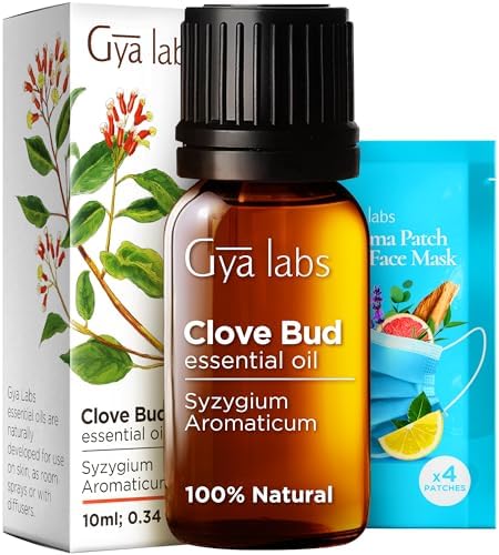 Gya Labs Clove Oil for Oral Care - 100% Natural Clove Essential Oil for Oral Care - Clove Oil for Teeth Gums Hair Skin & Candle Making - Earthy Spicy Scent (0.34 Fl Oz)