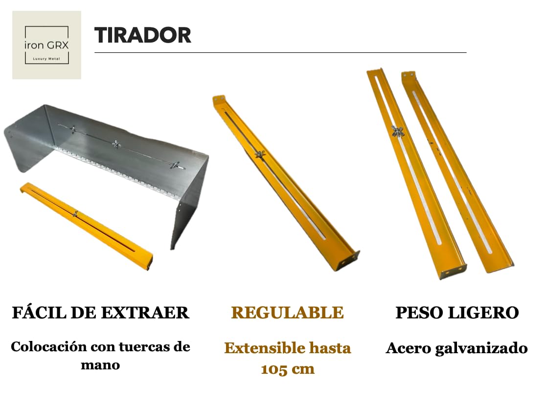 Llana dentada Extensible Regulable (Hasta 1 metro) - Deslizador de mortero hasta 105 cm, Cajon Plana Peine caja paleta Colocación de Baldosas azulejos losas Espátula Mango tirador acero galvanizado