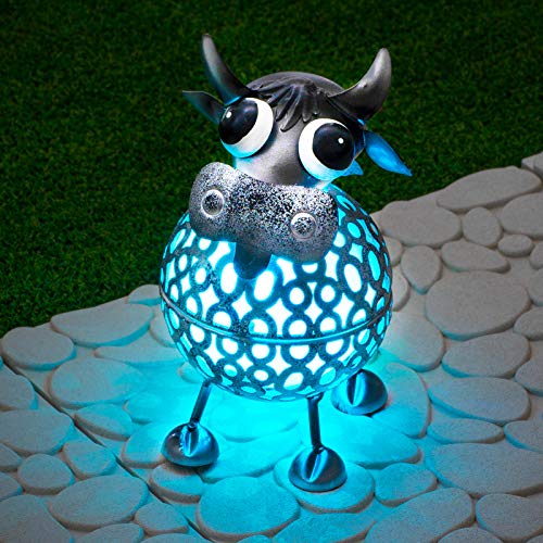 GloBrite Colour Changing LED Garden Metal Scroll Solar Light - Ornament Decoration Patio Light (Cow)