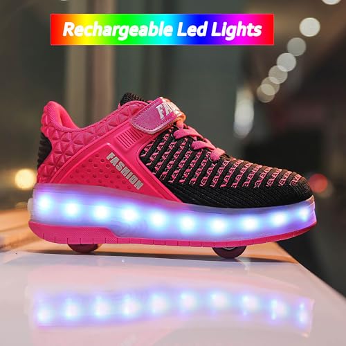 Image of AIkuass USB Chargable Led Light Up Roller Shoes Wheeled Skate Sneaker Shoes F.