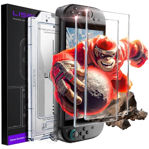 LISEN Screen Protector for Nintendo Switch 2 [2025 Upgrade] (Crystal HD & Auto Alignment Kit) Tempered Glass, Accessories, Switch2 [Longest Durable] donkey kong bonanza switch 2 games, 2 Pack