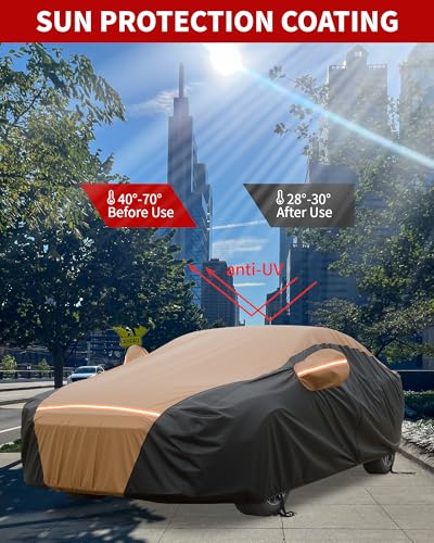Image of Car Cover Waterproof All Weather,6 Layers Car Covers for Automobiles, Full Exterior Cover with Zipper, Outdoor Car Cover Sun UV Rain Snow Wind Protection, Fit for 185 inch(185 * 70 * 59 inch) Sedan