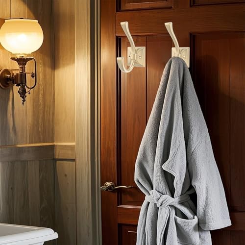 TOFIIGREM 2 Pack Brushed Gold Wall Hooks for Hat, Coat, Towel, Key, Bag, Mudroom Hooks Entrance Bathroom Door Decorative Heavy Duty Coat Hanger by TOFIIGREM - Image 3