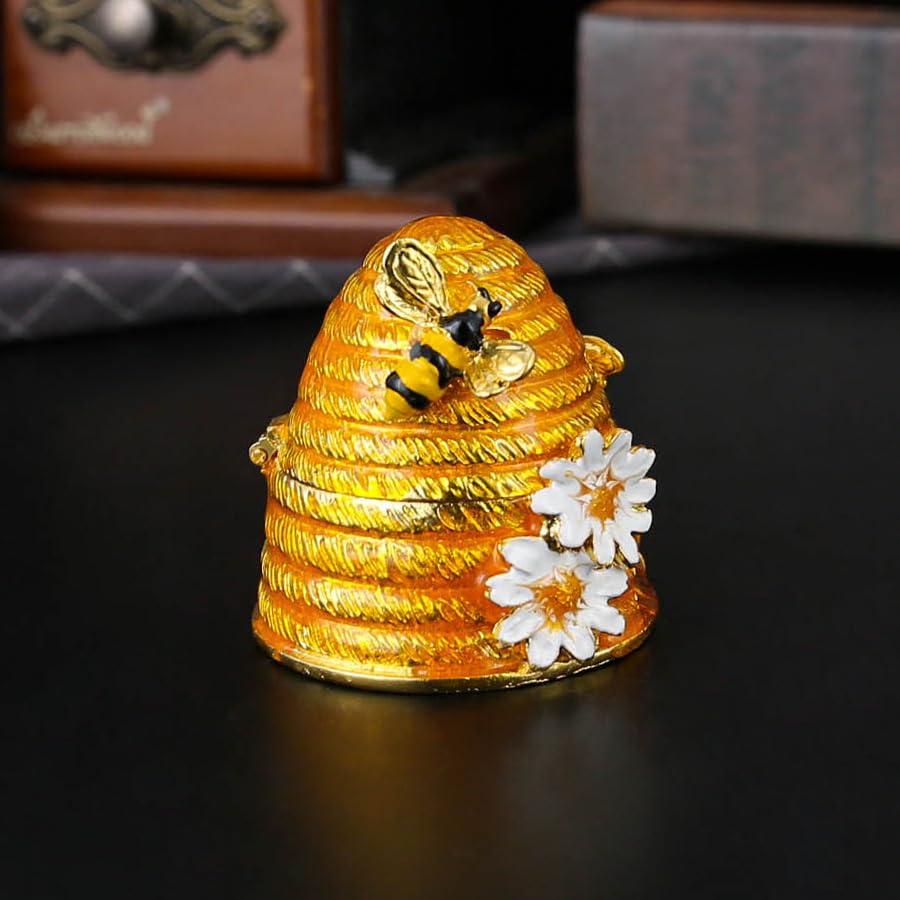 Pudełko na biżuterię ze emalii aluminiowej w kształcie pszczół - dekoracyjne miejsce do przechowywania akcesoriów domowych(Goldcolor)