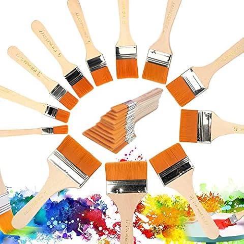 LUKIUP® Pinsel Set für Farbe,12 Stück Aquarell Acryl Flachpinsel-Set,Breit Flachpinsel Set,Ölfarben Bürste Acryl Pinsel Künstlerpinsel Langlebig Praktisch Geeignet für Zeichnen,Malen,Pinsel,Staub Cover