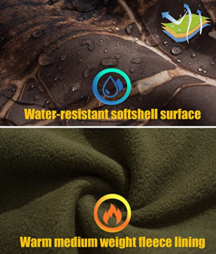 NAVEKULL Silent Hunting Clothes for Men Soft Shell Outdoor Hiking Jacket Camo Water Resistant Fleece Hooded Coat with Pockets4
