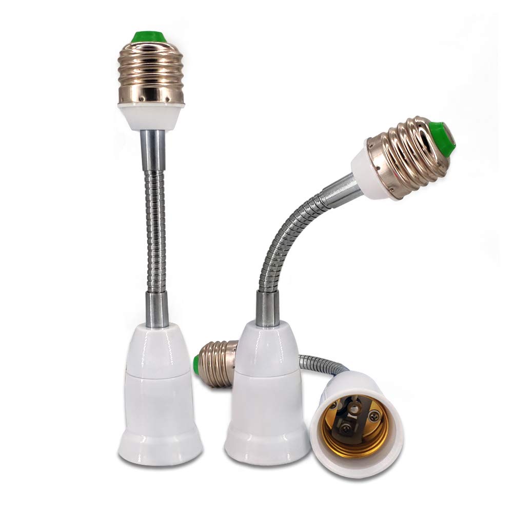 2 Packs Benavis 6.5-Inch Flexible Gooseneck Socket Extender for Standard US E27/E26 Light Bulbs Light Fixture Holder (2, 6.5 in)