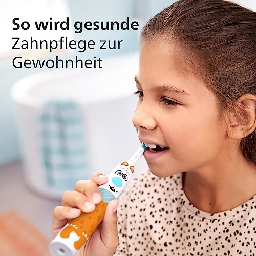 Philips Sonicare For Kids elektrische Zahnbürste - Design a Pet Edition - mit besonderen Tieraufklebern für Kinder, schmales Reiseetui und USB-Ladegerät (Modell HX3603/01) 4