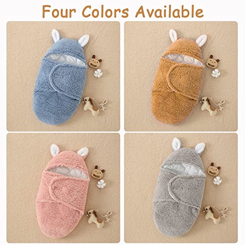 Simyjoy Enjoy The Simplicity Baby Swaddle Blankets Tog 2 Sherpa Newborn Wearable Blanket With Cute Rabbit Ears Warm Baby Hooded Sleep Swaddling Wrap Gift For Infants 1-3 Month, Blue #TOP5