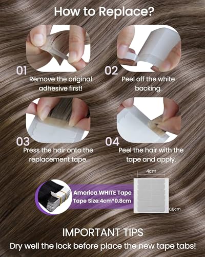 Image of LaaVoo Tape in Hair Extensions Balayage Brown Tape in Extensions Human Hair Ombre Brown Hair Extensions Tapes 18 Inch 40pcs 100g
