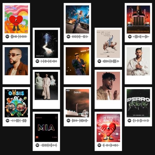 Image of Bad Bunny Songs Posters (Set of 15) | Oasis, Dakiti, Mia Mini Posters (8 x 6 cm) for Phone, Bedroom, Office Decoration