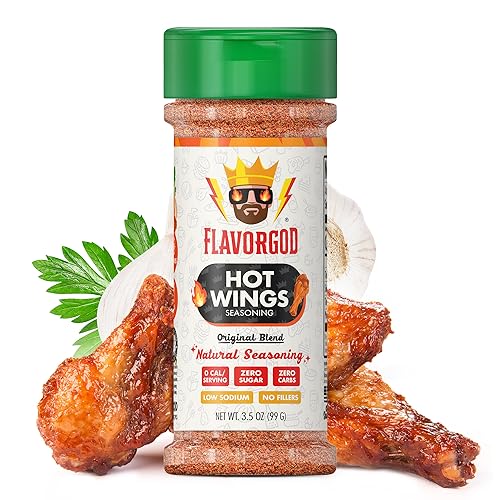 Hot Wings Seasoning Mix by Flavor God - Premium All Natural & Healthy Spice Blend for Chicken Wings, Eggs, Seafood & Vegetables - Kosher, Low Sodium, Vegan, Gluten-Free & Keto Friendly