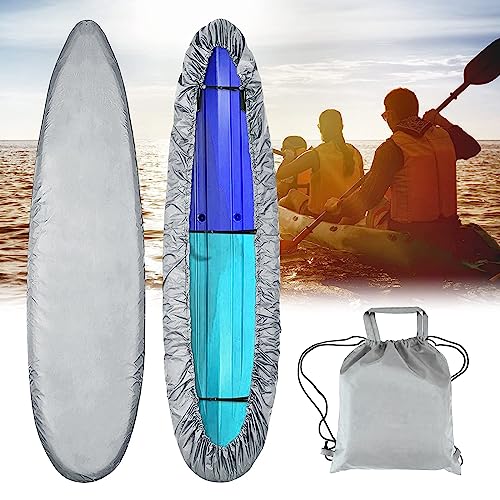 ITETONE Funda Impermeable para Kayak, Tela Oxford 420D, protección contra el Polvo y los Rayos UV, para Botes de Pesca, Kayaks y canoas, Color Gris, Apta para Kayaks de 5,6 a 6 m