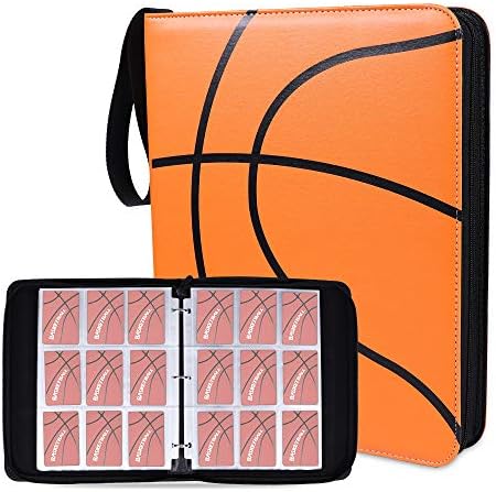 CLOVERCAT Waterproof Trading Card Binder, Storage Book with 3 Rings, 720 Double Sided Pocket Album Compatible with Pokémon Cards, Amiibo, Yugioh, MTG and Other Sports Cards (Basketball, 9 Pocket)