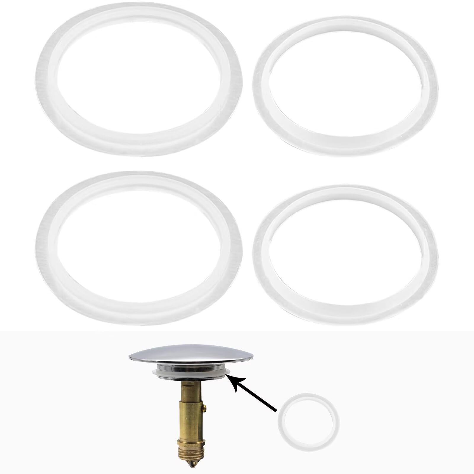 4PCS O-Rings Seal Rubber Gasket, Bathroom Sink Drain Plug Stopper Silicone Seal Ring Sealing Washers, Basin Pop Up Plug Replacement Seal Ring, Sink Gaskets Bath Plug for Bathroom 31/38mm & 34.5/41.5mm