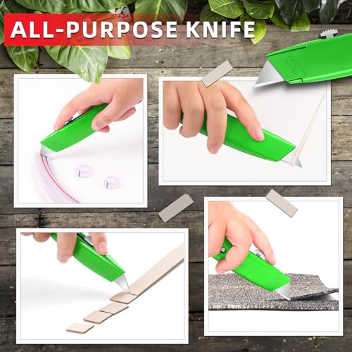 Image of DIYSELF 20 Pack Retractable Box Cutters, Heavy Duty Razor Utility Knives | Box Cutter for Boxes, Paper, Carpet and Vinyl, Utility Knives for Garage, Home and Office, PVC Pipe Cutter (Green)