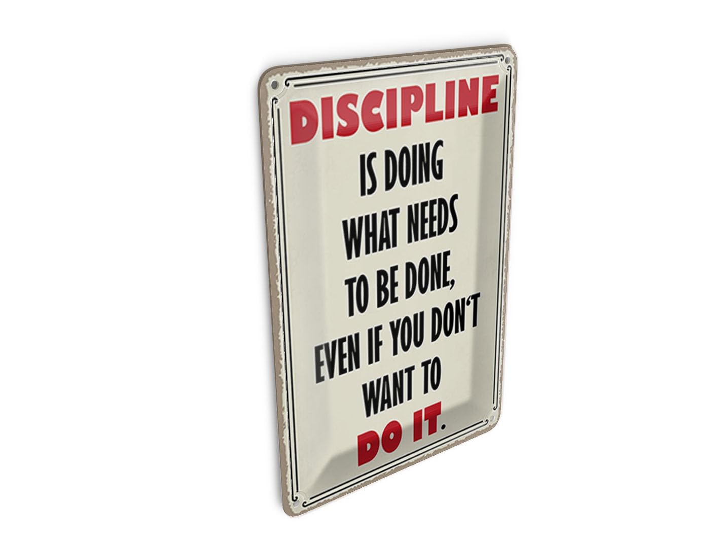 Femer Girls Multicoloured Tin Postcard With Saying 10 X 14 Cm Discipline Is Doing What Needs Decorative Sign