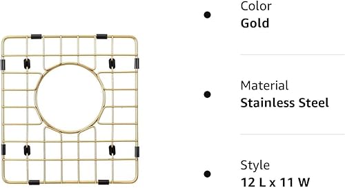 Miniatura 8 de Starstar Sinks Protector Matte Gold 304 Acero inoxidable Fregadero Rejilla inferior para fregadero de cocina, estante (14 L x 16 W)