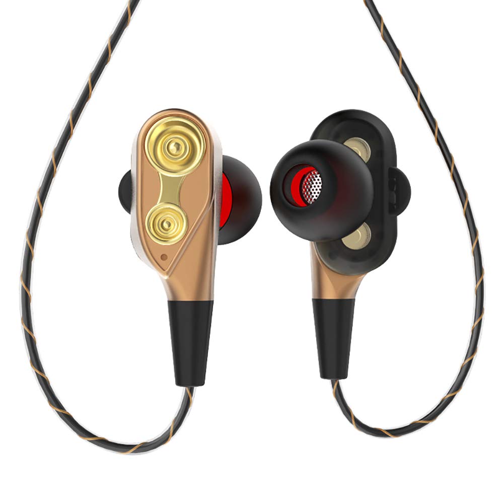 Huhuswwbin Auricolare Bluetooth Cuffie Bluetooth Doppia Bobina Mobile  in-Ear Earbud Cuffie Mega Bass Wired Phone Laptop Auricolare - Golden :  Amazon.it: Elettronica