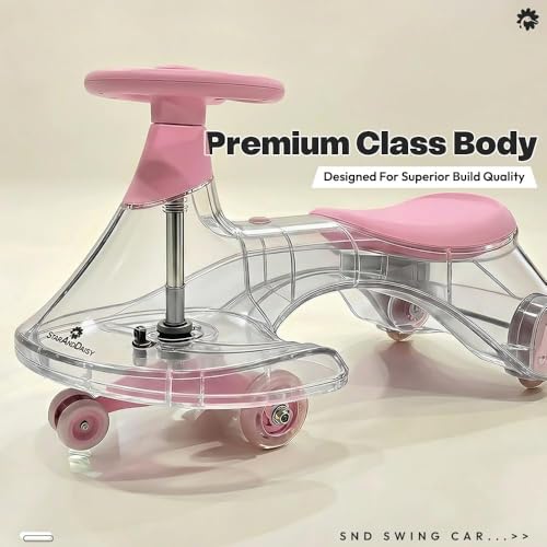 Image of StarAndDaisy Kids Swing car /Ride on Push /Swing Car with Music, Light & 360 Steering - Safe, Fun Magic, and Durable /Toddlers & Children for Wiggle Car -Pink