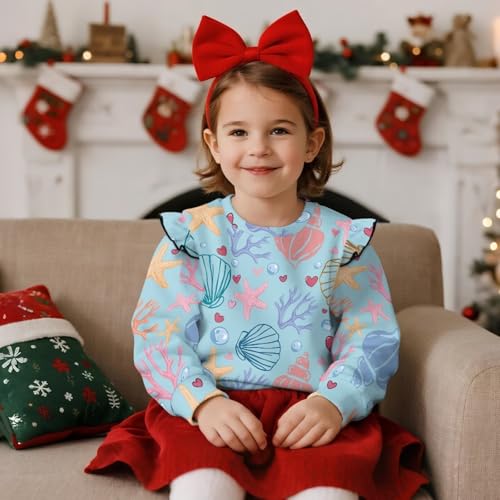 Girls Crewneck Pullover Washable Relaxed Ruffle Long Sleeve Sweatshirt Loose Kids Lightweight Sweatshirt 1-83