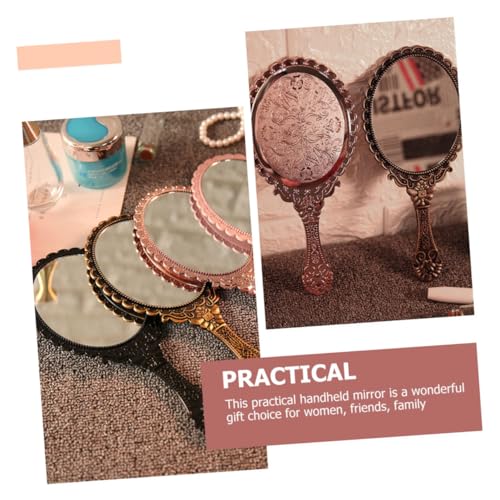 Miroir de maquillage rétro compact à main pour retouches faciles - 7