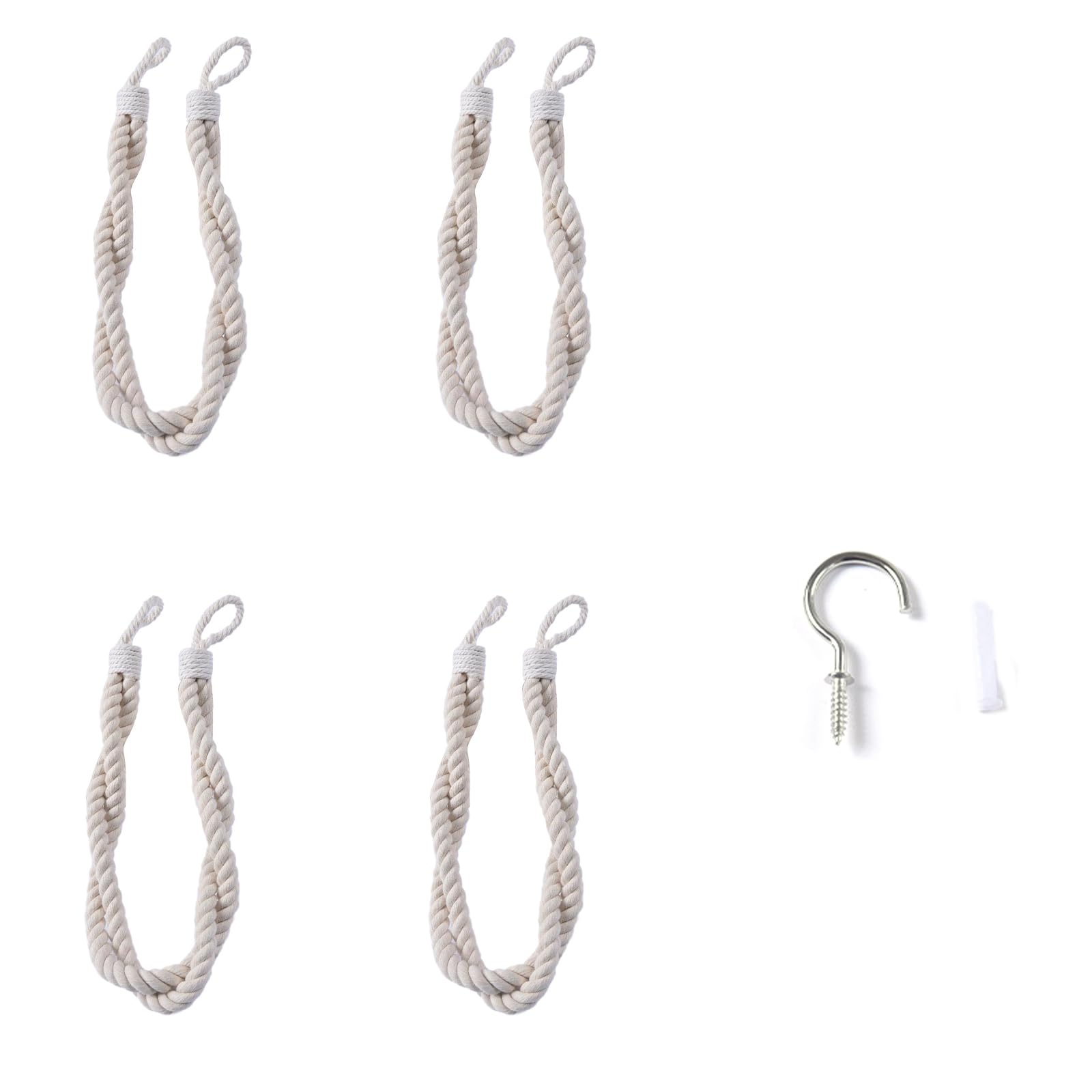 Carotoe C 4Pieces Elegant Bohos Styles Urtain Rope Urtain Tiebacks Hand Woven Decorative Drape Holdbacks Accessories Bohos Tiebacks