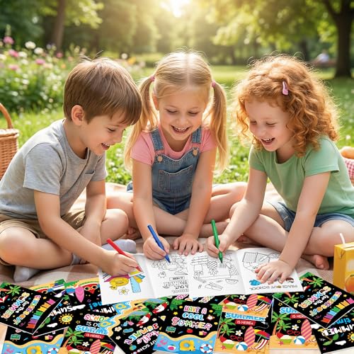 Image of End of the School Year Coloring Books - 24 Pcs Bulk Summer Mini Booklet DIY Art Coloring Books for Kids Summer Holiday Birthday Supplies School Graduation Gift Classroom Reward Goodie Bags Stuffer