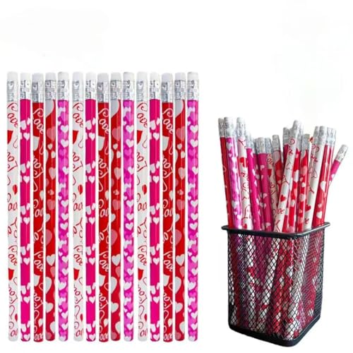 Crayons en bois en forme de cœur Valentine avec gomme pour loisir créatif