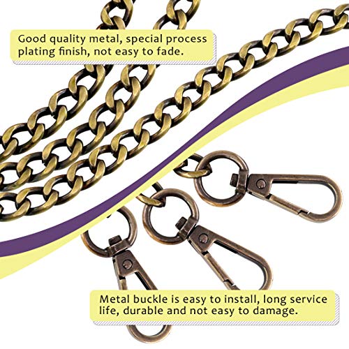 Swpeet 3Pcs Bronze Luxury Fashion 47 Inche Replacement Flat Chain Strap with Buckles Set - Image 3