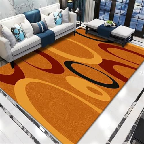 Tapis de chambre minimaliste jaune au design géométrique - 2