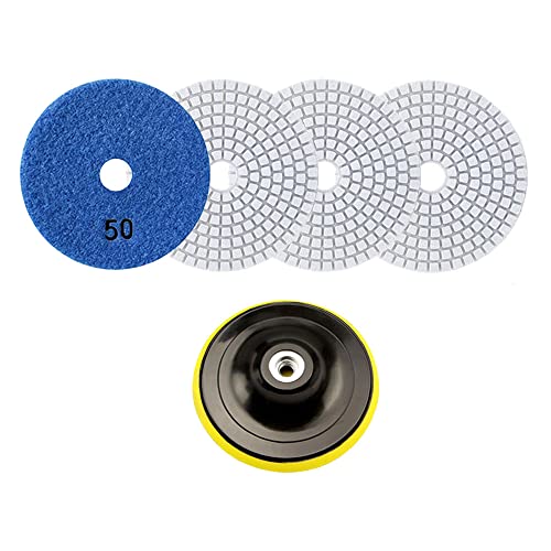 Niaciswe Lucidare il Marmo 4 Pezzi Dischi per Lucidare Marmo Tampone per Lucidatura Diamante Lucidatura Pad Tamponi di Lucidatura a Umido ​Diamantati per Marmo Granito con Supporto in Gomma