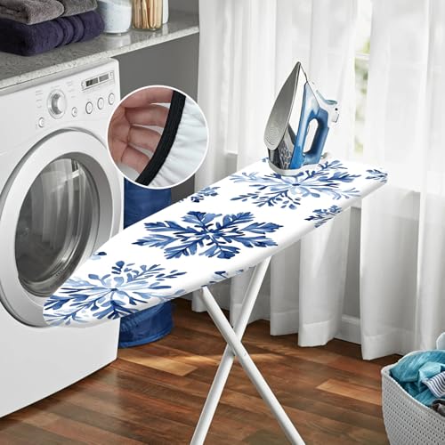 Image of Nuxovilar Blue Snowflake Ironing Board Cover 15x54 Inches Polyester
