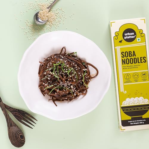 Image of urban platter Soba Noodles (Thin Buckwheat Noodles, Ideal for Asian Preparations, No Added Preservatives, Pack of 2, Vegetarian, 250 gram)