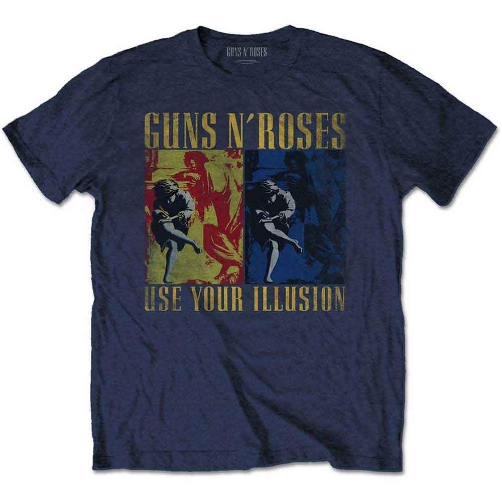 Guns N Roses T Shirt Use Your Illusion Band Logo Official Mens Navy Blue M
