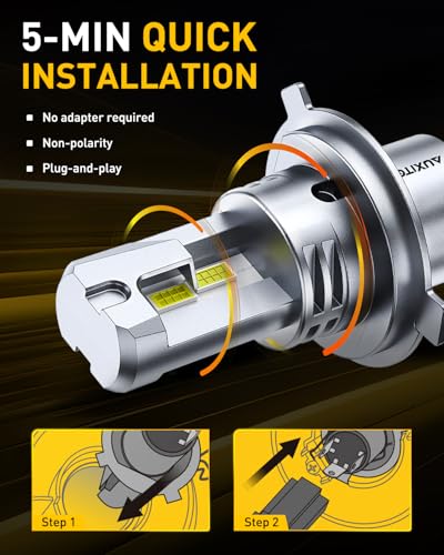 Image of AUXITO H4 9003 Bulbs,900% Brighter 50000LM Ultra-Bright, Plug N Play, Long Lifespan, No Flicker No Error Code, 2PCS