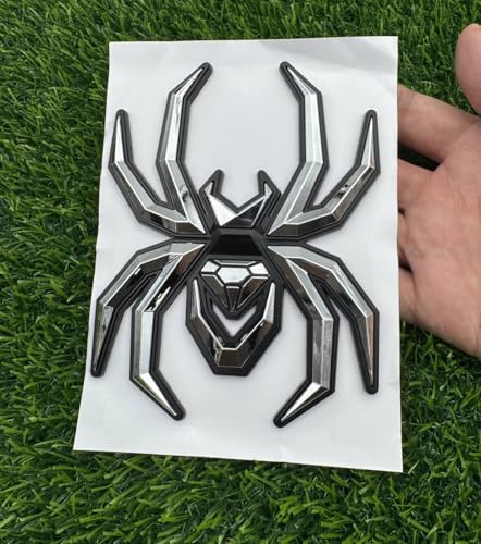Image of 1pc Big 5.5inch Spider Emblems 3D Fender Rear Door Badges Custom Sticker Nameplate Replacement for Universal Car Body Motorcycle SUV Widow Door Edition Decoration (Chrome Black)