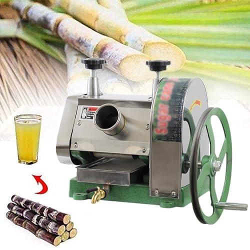 ZOLPINL Exprimidor de caña de azúcar de Acero Inoxidable, Prensa Manual para caña de azúcar de 2 entradas, 3 Rodillos, Capacidad de Salida de 110 LB por Hora, exprimidor Comercial de caña