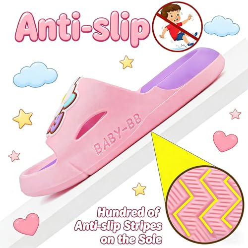 Image of Bunny Kids slides, Girls Slides Non-slip Summer Beach Pool Shoes Toddler Cartoon Slide Sandals Indoor& Outdoor Garden Slippers Shower Shoes