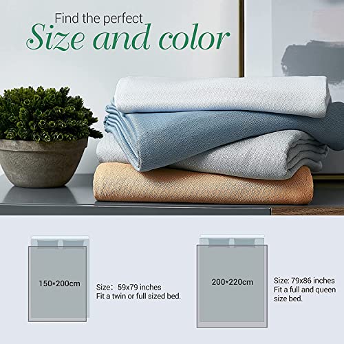 Elegear 100% Bamboo Cooling Blanket For Hot Sleepers, Absorbs Heat To Keep Cool, Ultra-Cool Breathable Summer Blanket, Queen Size Super Soft Lightweight Blanket For All-Season Uses, 79"X86", Blue #TOP5